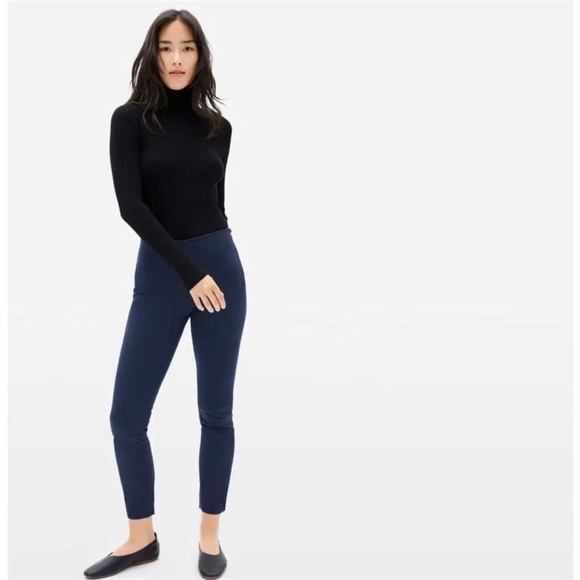 Everlane Blue Stretch Ankle Crop Side Zip Work Career Trouser Pull On Pants 0 - Picture 2 of 9